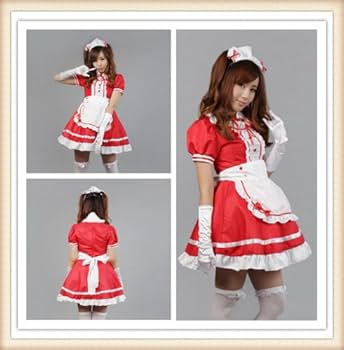 アイドル衣装　生誕祭　ハンドメイド　衣装　赤　メイド　ストロベリー　コスプレ Amazon.co.jp: 可愛いメイドさん 赤 コスプレ衣装 コスチューム